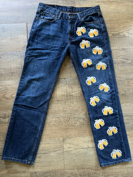 Upcycled Beer Patch Jeans