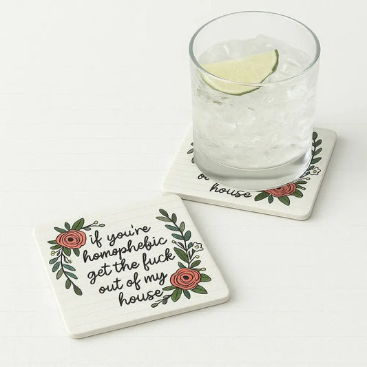 All Are Welcome — Except Homophobes 👋 Coaster