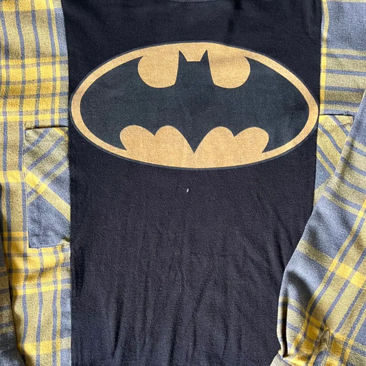 Reworked Batman Flannel Long Sleeve Shirts & Tops