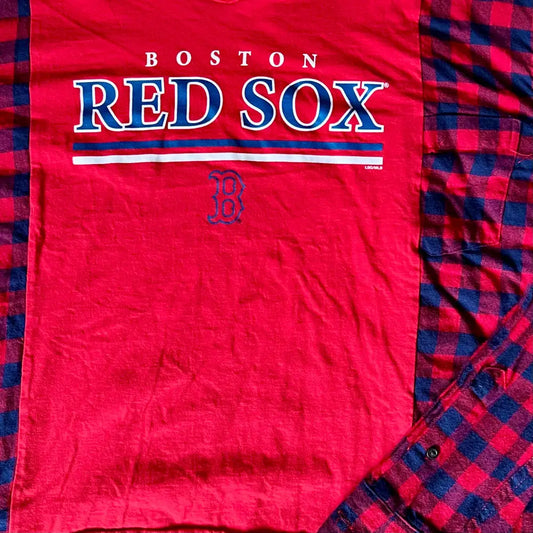 Reworked Boston Red Sox Flannel Long Sleeve Shirts & Tops