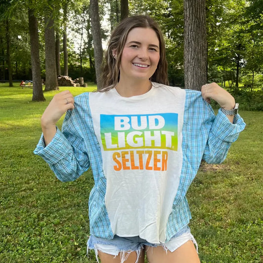 Reworked Bud Light Seltzer Long Sleeve Shirts & Tops