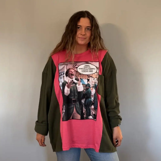 Reworked Buddy the ELF Flannel Long Sleeve Shirts & Tops