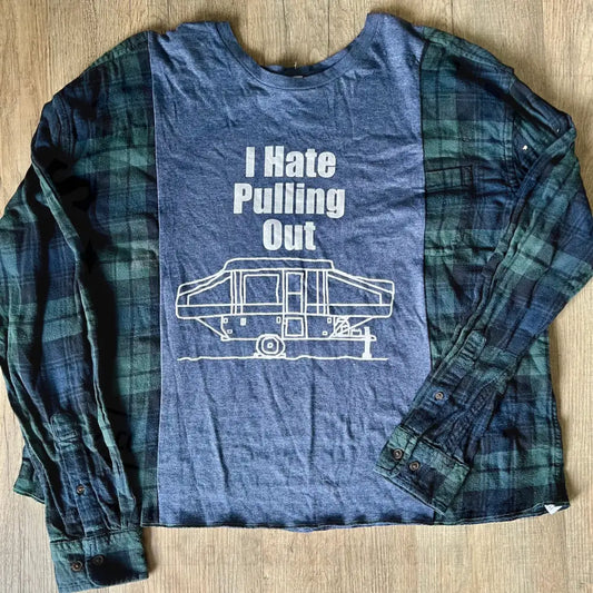Reworked Camping Flannel Long Sleeve Shirts & Tops