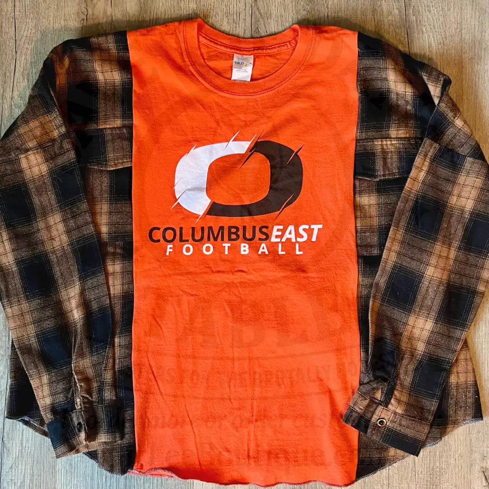 Reworked Columbus East Football Flannel Long Sleeve Shirts & Tops