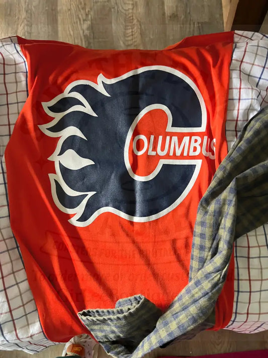 Reworked Columbus Flame Ice Hockey Flannel Long Sleeve Shirts & Tops