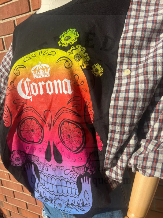 Reworked Corona Flannel Long Sleeve Shirts & Tops