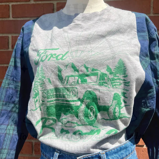 Reworked Ford Bronco Flannel Long Sleeve Shirts & Tops
