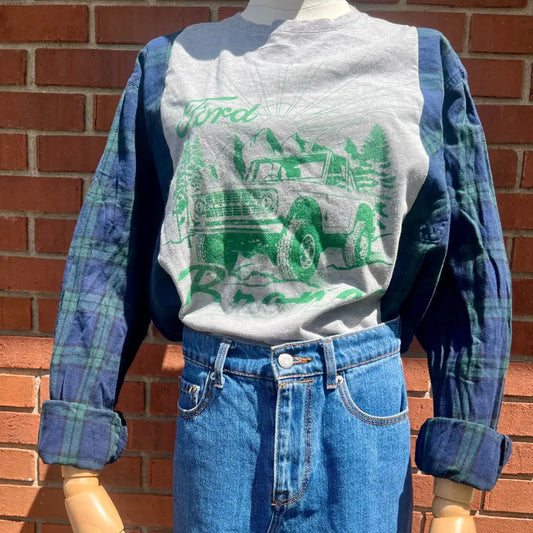 Reworked Ford Bronco Flannel Long Sleeve Shirts & Tops