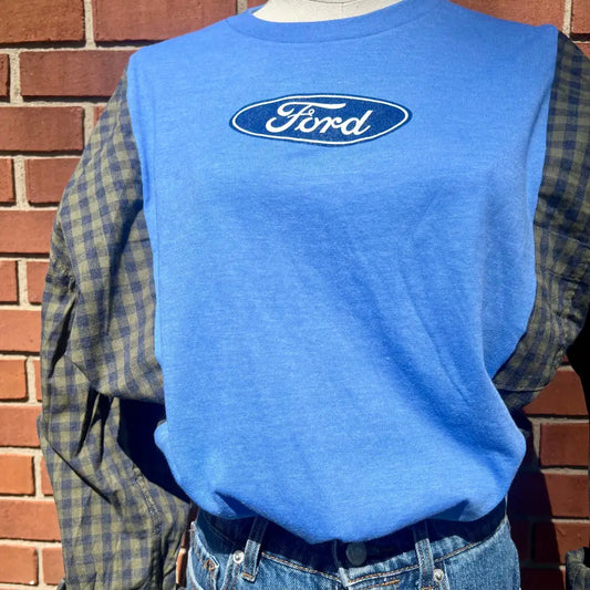 Reworked Ford Flannel Long Sleeve Shirts & Tops