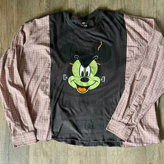 Reworked Frankenstein Mickey Long Sleeve Shirts & Tops