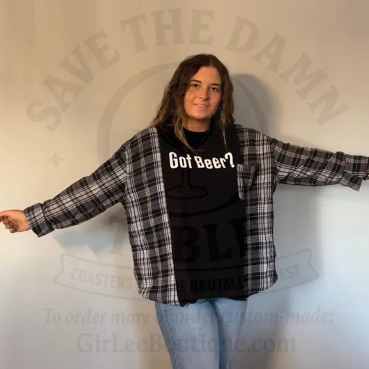 Reworked Got Beer? Flannel Long Sleeve Shirts & Tops
