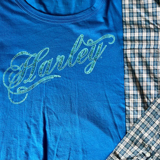 Reworked Harley Davidson Long Sleeve Shirts & Tops