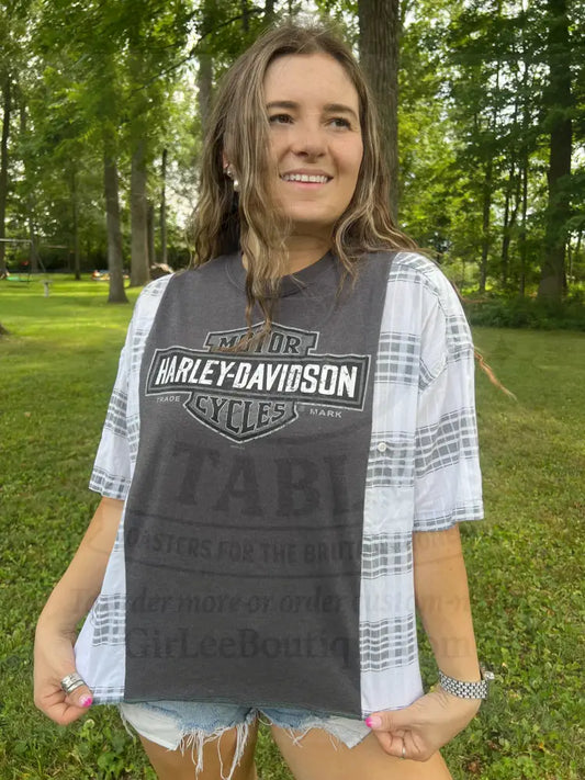 Reworked Harley Davidson Short Sleeve Shirts & Tops