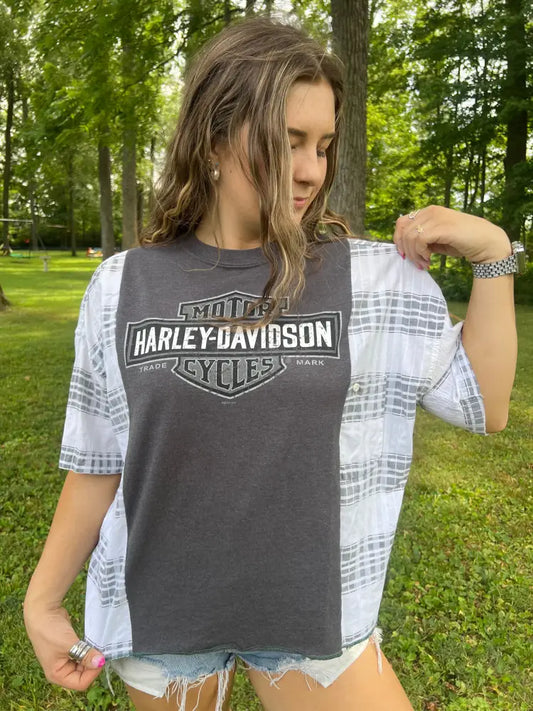Reworked Harley Davidson Short Sleeve Shirts & Tops