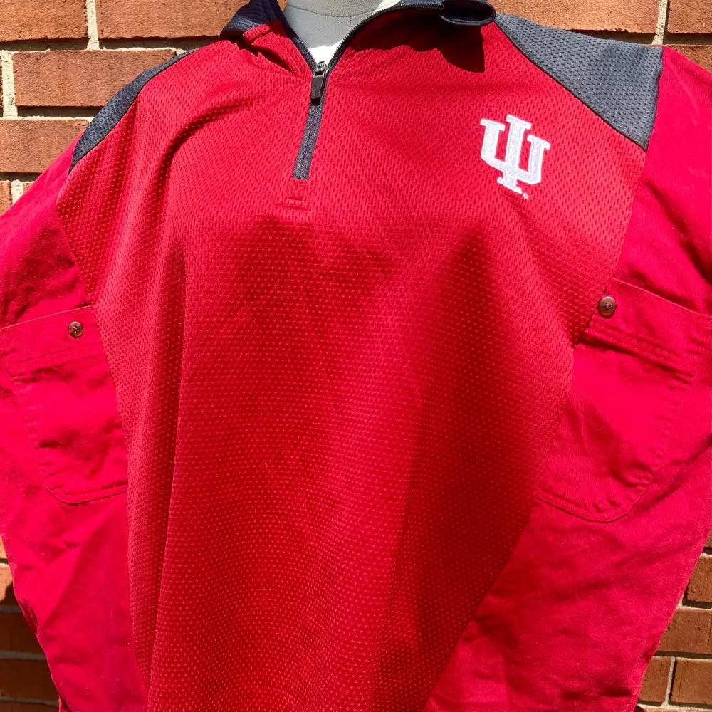 Reworked Indiana University Flannel Long Sleeve Quarter ZIp Shirts & Tops
