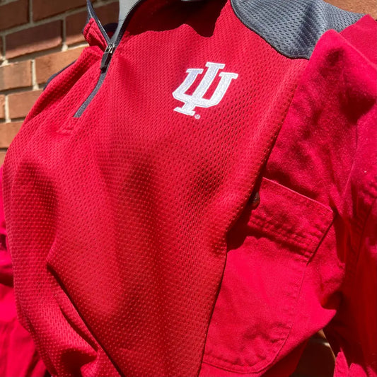 Reworked Indiana University Flannel Long Sleeve Quarter ZIp Shirts & Tops