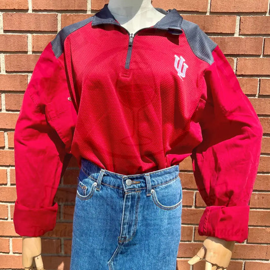 Reworked Indiana University Flannel Long Sleeve Quarter ZIp Shirts & Tops