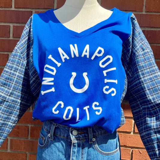 Reworked Indianapolis Colts Flannel Long Sleeve Shirts & Tops