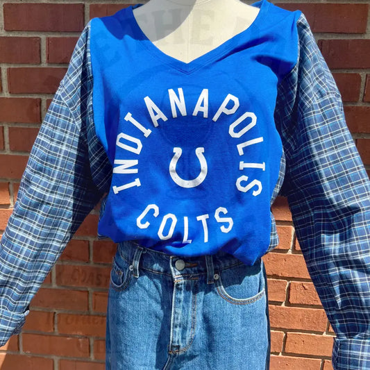Reworked Indianapolis Colts Flannel Long Sleeve Shirts & Tops