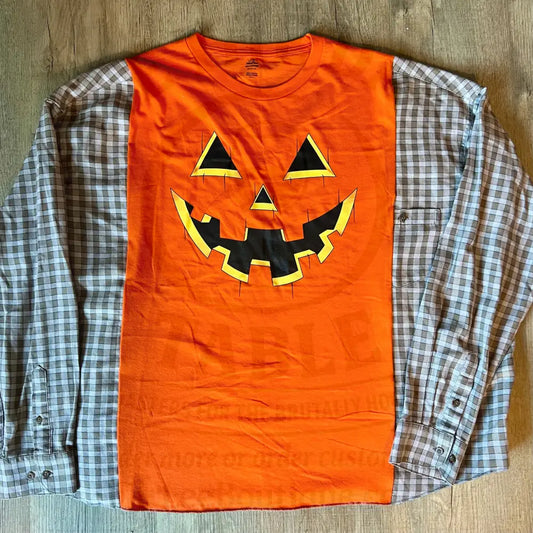 Reworked Jack-O-Lantern Long Sleeve Shirts & Tops
