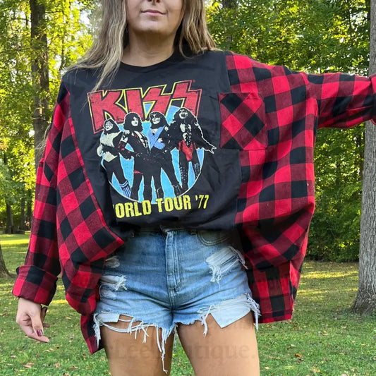 Reworked Kiss ‘77 World Tour Long Sleeve Shirts & Tops