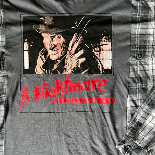 Reworked Nightmare on Elm Street Long Sleeve Flannel Shirts & Tops