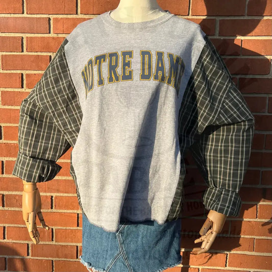 Reworked Notre Dame Long Sleeve Shirts & Tops