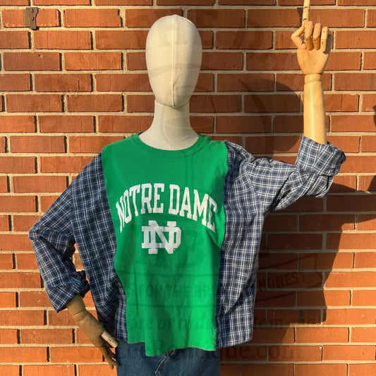 Reworked Notre Dame Long Sleeve Shirts & Tops