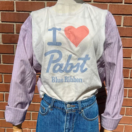Reworked Pabst Blue Ribbon Crop Top Shirts & Tops
