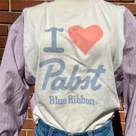 Reworked Pabst Blue Ribbon Crop Top Shirts & Tops