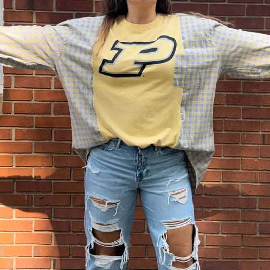Reworked Purdue University Long Sleeve Shirts & Tops