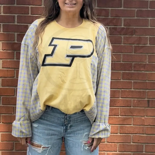 Reworked Purdue University Long Sleeve Shirts & Tops