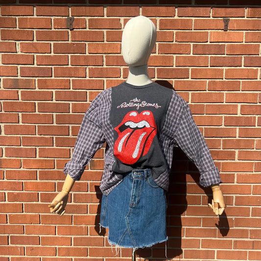Reworked Rolling Stones Long Sleeve Shirts & Tops