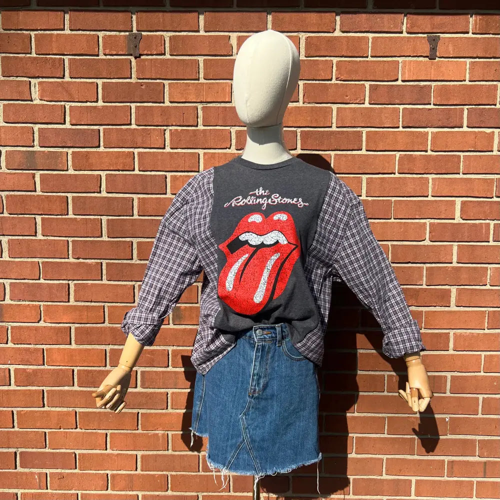 Reworked Rolling Stones Long Sleeve Shirts & Tops