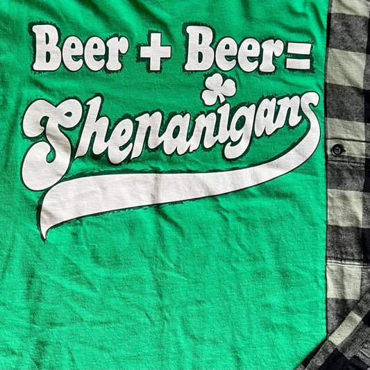 Reworked St. Patty’s Day Flannel Long Sleeve Shirts & Tops