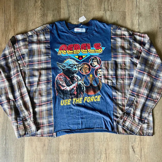 Reworked Star Wars Flannel Long Sleeve Shirts & Tops