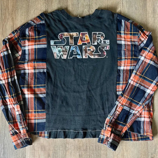 Reworked Star Wars Flannel Long Sleeve Shirts & Tops