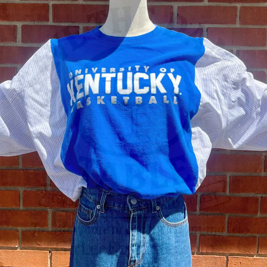 Reworked University of Kentucky Basketball Flannel Long Sleeve Shirts & Tops