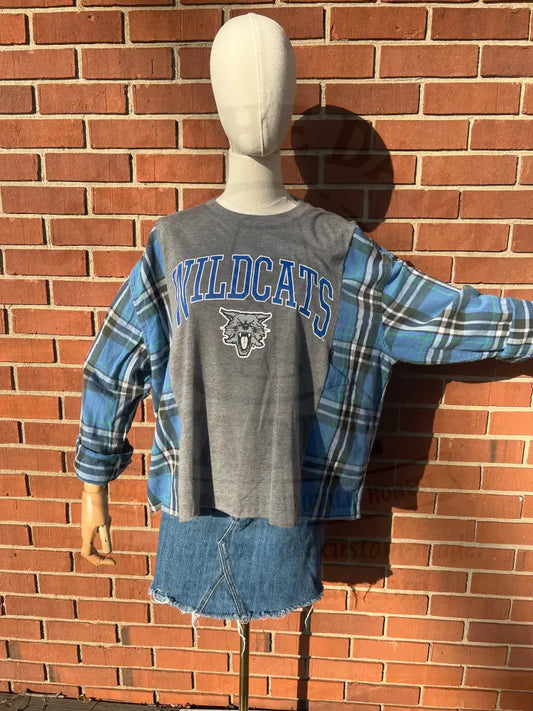 Reworked University of Kentucky Flannel Long Sleeve Shirts & Tops
