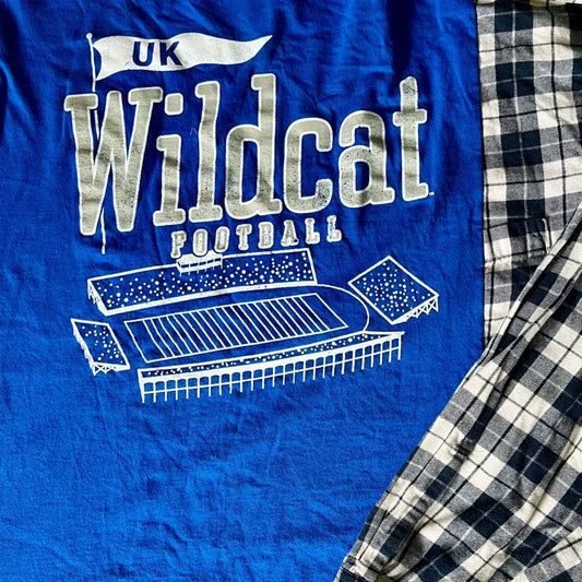 Reworked University of Kentucky Football Flannel Long Sleeve Shirts & Tops