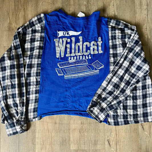 Reworked University of Kentucky Football Flannel Long Sleeve Shirts & Tops