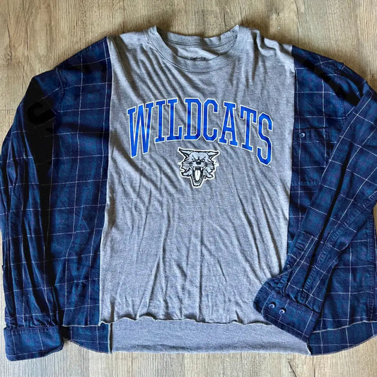 Reworked University of Kentucky Football Long Sleeve Flannel Shirts & Tops