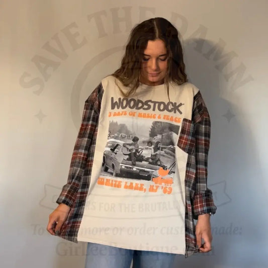 Reworked Woodstock Flannel Long Sleeve Shirts & Tops