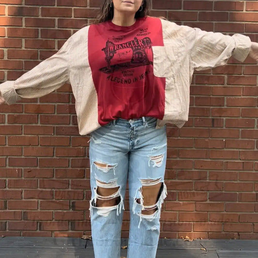 Reworked Wrangler Long Sleeve Shirts & Tops