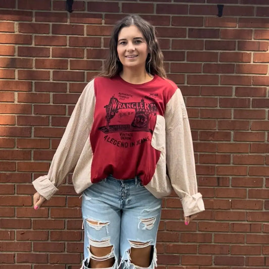 Reworked Wrangler Long Sleeve Shirts & Tops