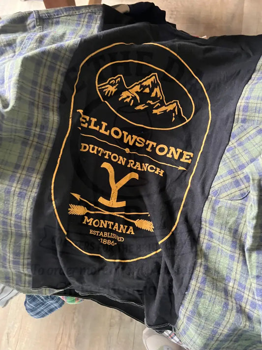 Reworked Yellowstone Flannel Long Sleeve Shirts & Tops