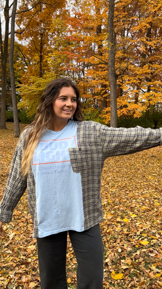 Reworked Bud Light Flannel Long Sleeve