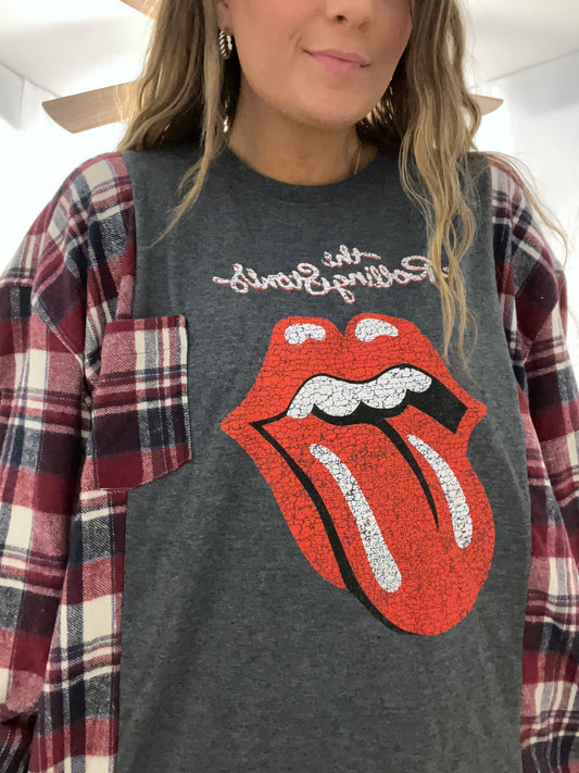 Reworked Rolling Stones Flannel Long Sleeve