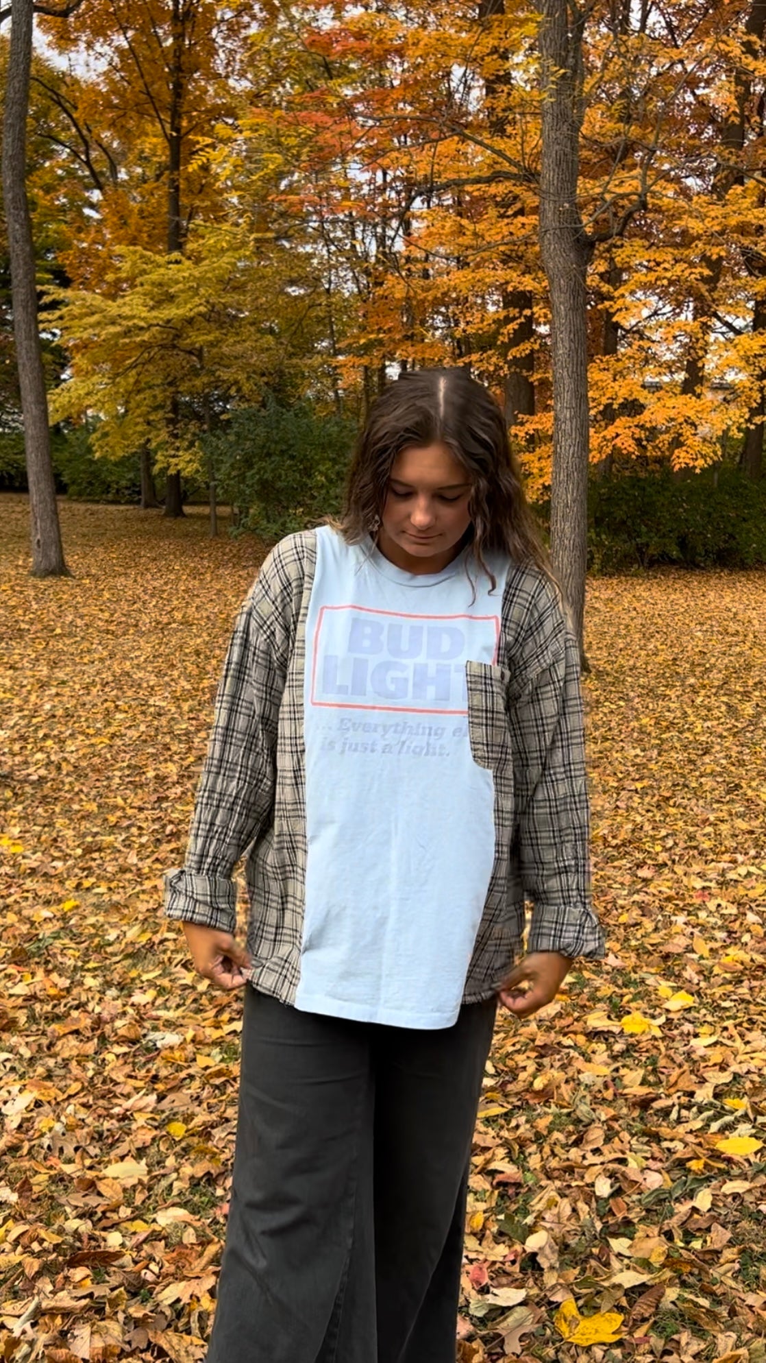 Reworked Bud Light Flannel Long Sleeve