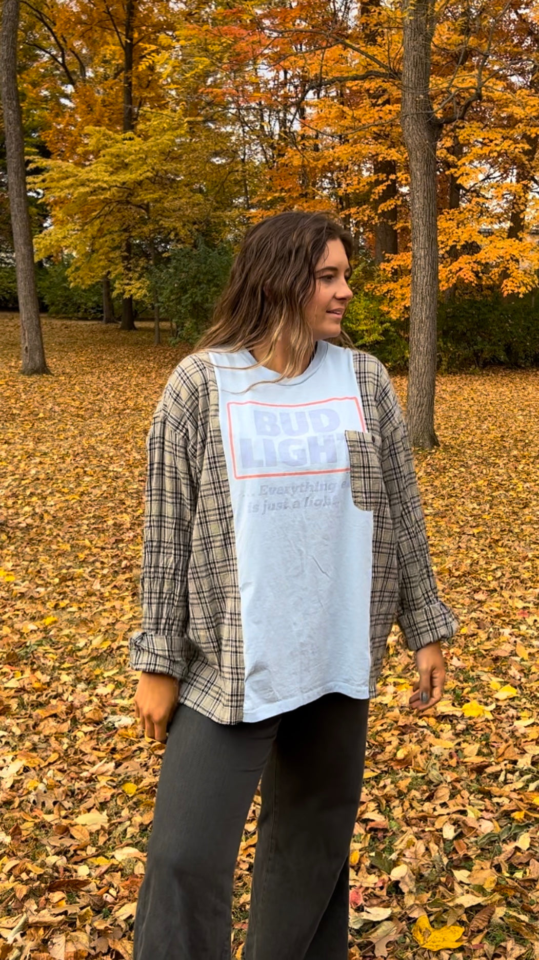 Reworked Bud Light Flannel Long Sleeve